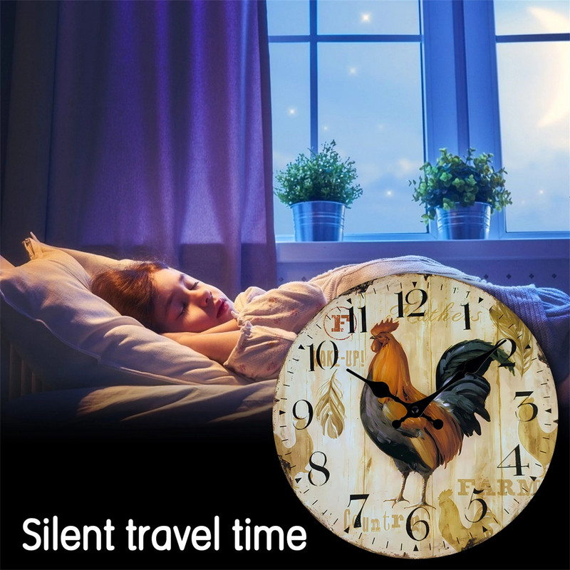 Vintage parasztházi konyhai faliórák, elemmel működő Rooster analóg óra étkező nappali dekorációhoz, dekoratív függesztés