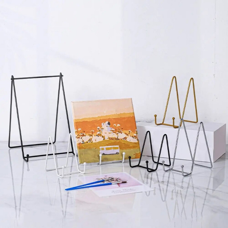 Dekorációs edénytartó állvány fém keretes tartó drótvas festőállvány fényképkeret tartó tányértartó vas kijelzőállvány