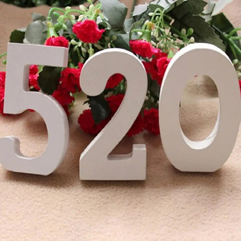 Esküvő 0-9 fehér fa számok party díszek Hotel lakberendezési fotó kellékek