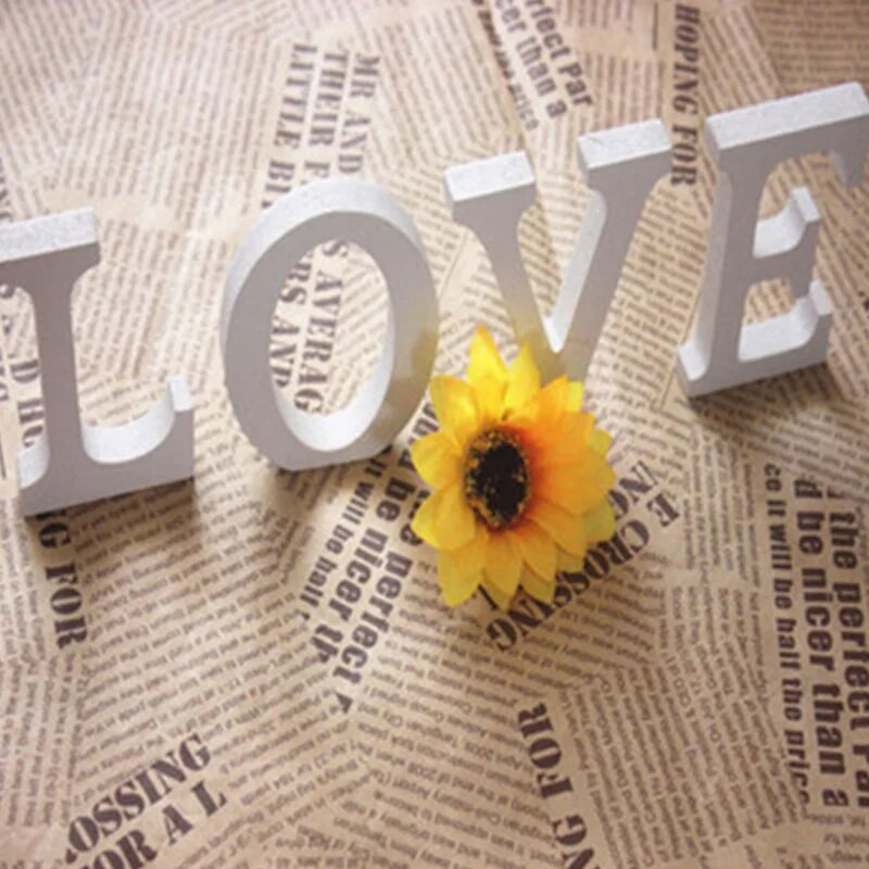 Szabadon álló fa dekoratív betűk fehér ábécé esküvői születésnapi parti dekoráció otthoni dekoráció barkácsolás, személyre szabott név tervezés