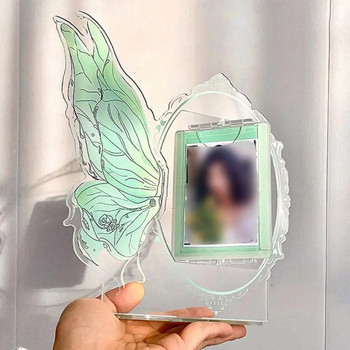 Περιστρεφόμενη ακρυλική κορνίζα φωτογραφιών Δημιουργικό άλμπουμ πεταλούδων Καρτ ποστάλ Αποθήκευση DIY Επιτραπέζια βάση οθόνης 3 ιντσών