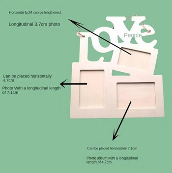 Направи си сам Прекрасна куха любов Дървена семейна рамка за снимки Основа Настолна рамка Rahmen Бяла основа Art Home Party Decor