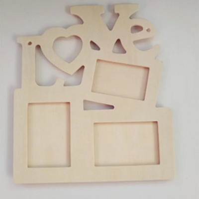 DIY Lovely Hollow Love Wooden Family Photo Βάση Κορνίζας Επιτραπέζιο Πλαίσιο Rahmen White Base Art Διακόσμηση πάρτι για το σπίτι