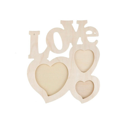 DIY Lovely Hollow Love Wooden Family Photo Βάση Κορνίζας Επιτραπέζιο Πλαίσιο Rahmen White Base Art Διακόσμηση πάρτι για το σπίτι