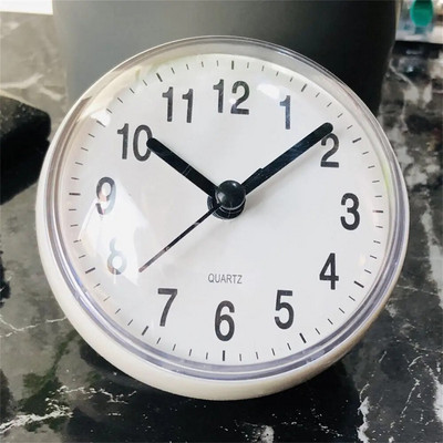 Κορόιδο Mini Αντιομίχλη Τουαλέτα Αδιάβροχο Quartz Ντους Ρολόι τοίχου 7cm Κουζίνα Σαλόνι Μπάνιο Μικρό Στρογγυλό Δωμάτιο Διακόσμηση Τραπέζι