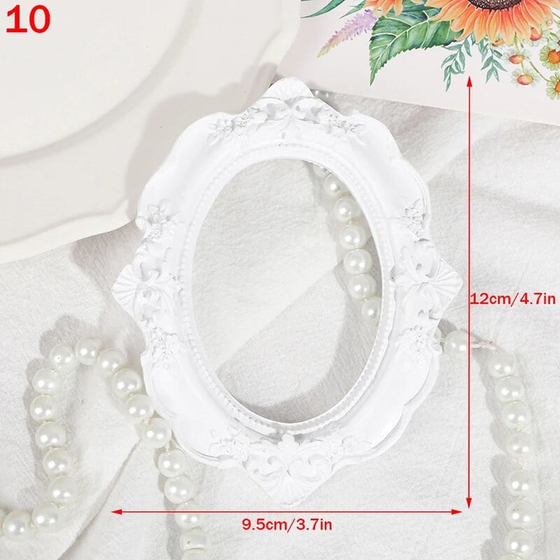 Ευρωπαϊκά στολίδια Φωτογραφία Backgro Λευκή ρετρό κορνίζα για μανικιούρ Καλλυντικά για διακόσμηση σπιτιού