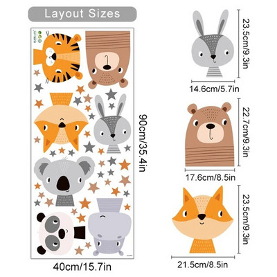 Cartoon Cute Lion Giraffe Animals Stars Αυτοκόλλητο τοίχου Νηπιαγωγείο Παιδικά Αυτοκόλλητα Βινυλίου τοίχου για Διακόσμηση σπιτιού παιδικού δωματίου