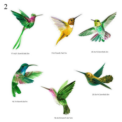 6 ΤΕΜ. Αυτοκόλλητο Hummingbird Γυάλινη Αυτοκόλλητη Ηλεκτροστατική μεμβράνη από γυαλί κατά της σύγκρουσης Παράθυρο Κόλλημα για αποφυγή χτυπημάτων πουλιών Μη αυτοκόλλητο