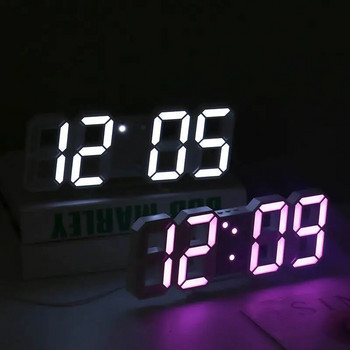 3D LED Ψηφιακό ρολόι Νυχτερινή λειτουργία Ρυθμιζόμενο Λαμπερό ηλεκτρονικό επιτραπέζιο ρολόι Ρολόι τοίχου Διακόσμηση Σαλονιού Διακόσμηση τοίχου σπιτιού