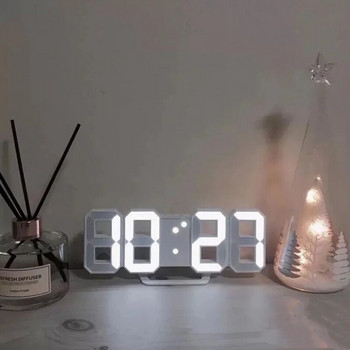 3D LED Ψηφιακό ρολόι Νυχτερινή λειτουργία Ρυθμιζόμενο Λαμπερό ηλεκτρονικό επιτραπέζιο ρολόι Ρολόι τοίχου Διακόσμηση Σαλονιού Διακόσμηση τοίχου σπιτιού