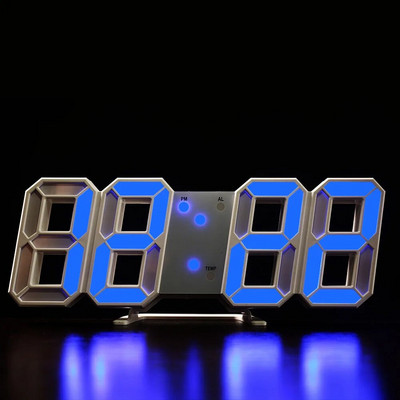 3D LED Ψηφιακό ρολόι Νυχτερινή λειτουργία Ρυθμιζόμενο Λαμπερό ηλεκτρονικό επιτραπέζιο ρολόι Ρολόι τοίχου Διακόσμηση Σαλονιού Διακόσμηση τοίχου σπιτιού