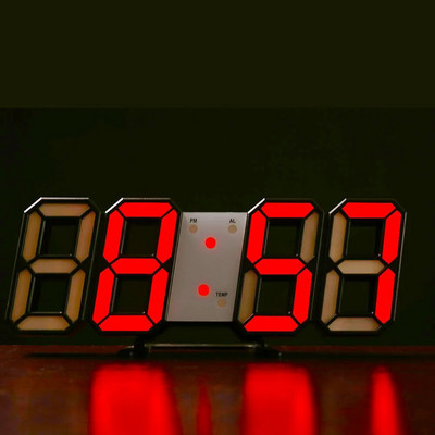 3D LED Ψηφιακό ρολόι Νυχτερινή λειτουργία Ρυθμιζόμενο Λαμπερό ηλεκτρονικό επιτραπέζιο ρολόι Ρολόι τοίχου Διακόσμηση Σαλονιού Διακόσμηση τοίχου σπιτιού