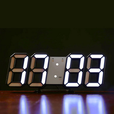 3D LED Ψηφιακό ρολόι Νυχτερινή λειτουργία Ρυθμιζόμενο Λαμπερό ηλεκτρονικό επιτραπέζιο ρολόι Ρολόι τοίχου Διακόσμηση Σαλονιού Διακόσμηση τοίχου σπιτιού