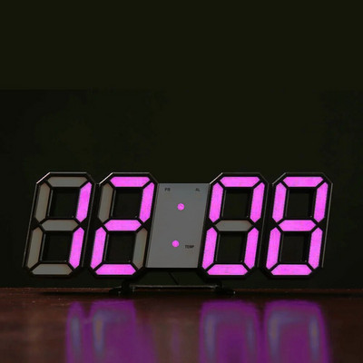 3D LED Ψηφιακό ρολόι Νυχτερινή λειτουργία Ρυθμιζόμενο Λαμπερό ηλεκτρονικό επιτραπέζιο ρολόι Ρολόι τοίχου Διακόσμηση Σαλονιού Διακόσμηση τοίχου σπιτιού