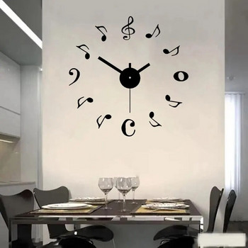 1 бр. 40 см черна музикална нота със заглушен часовник Направи си сам, за всекидневна, спалня, настолен стенен часовник Обзавеждане на дома