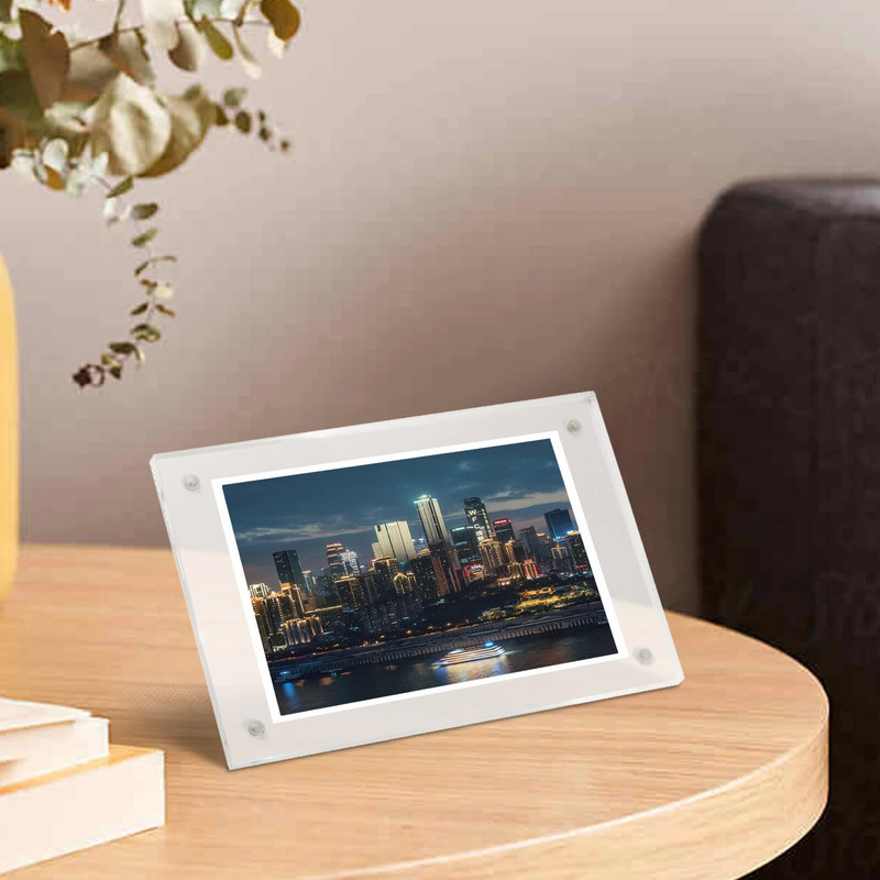 Διαφανής ακρυλική κορνίζα φωτογραφιών Μαγνητική βάση προβολής αφίσας με στάβλο μαγνήτη Δώρο διακόσμησης επιφάνειας εργασίας σπιτιού για φίλους διακόσμηση