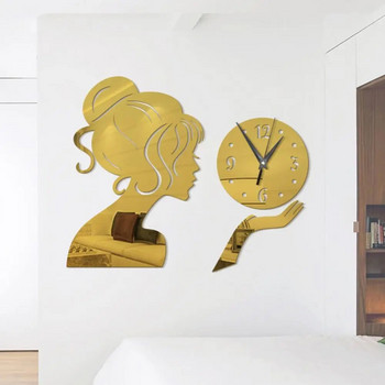 Ρολόι τοίχου Κοριτσίστικο Αυτοκόλλητο Ακρυλικό Αδιάβροχο Αυτοκόλλητο Διακόσμηση σαλονιού σπιτιού