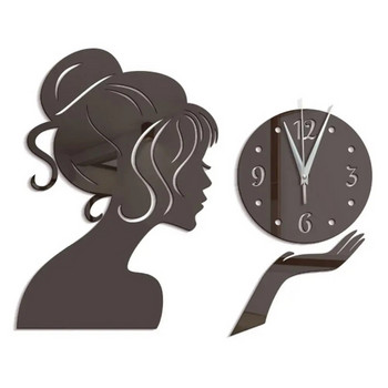 Стенен часовник Момиче Огледало Стикер Акрилна водоустойчива стикера Декорация на домашен хол