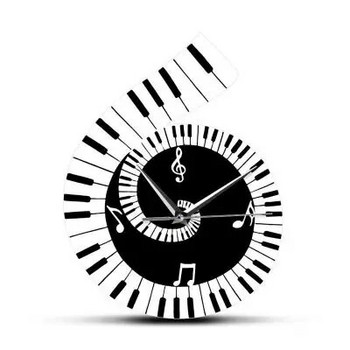 Стенен часовник за декорация Скрипичен ключ Пиано Клавиатура Музикални ноти Нередовен часовник за декорация Стенен часовник Трансграничен