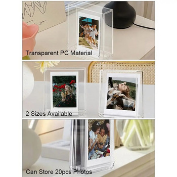 Πλαίσιο φωτογραφιών διπλής όψης Instant Camera Κάθετος ακρυλικός πίνακας φωτογραφιών Διαφανής επιφάνεια εργασίας για Fujifilm Instax mini 12 SQ