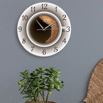 Стил на стенен часовник Моден прост безшумен фон за чаша кафе за домашен декор Чисто бял тип стенен часовник Модерен дизайн Таймер