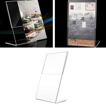 2 размера прозрачна акрилна стойка за дисплей Настолен дисплей Стойка за карти Офис бизнес рафт Прозрачна стойка за карти Настолен държач