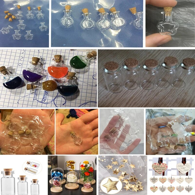 Μίνι γυάλινα μπουκάλια 10 τμχ Φλασκάκια με πώματα από φελλό Διαφανή δώρα ευχών Healing Lucky Drifting Άδεια Μικροσκοπικά Βαζάκια Διακόσμηση