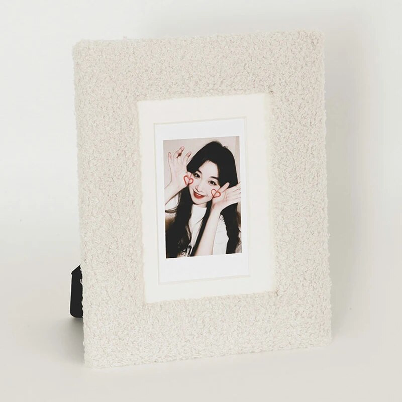 6 hüvelykes egyszínű plüss képkeret Teddy Velvet négyzet alakú képkeret asztali, aranyos, gyönyörű dekoratív díszes képkeret