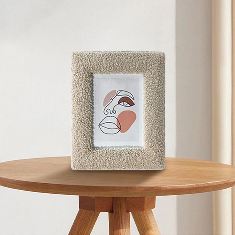 6 hüvelykes egyszínű plüss képkeret Teddy Velvet négyzet alakú képkeret asztali, aranyos, gyönyörű dekoratív díszes képkeret