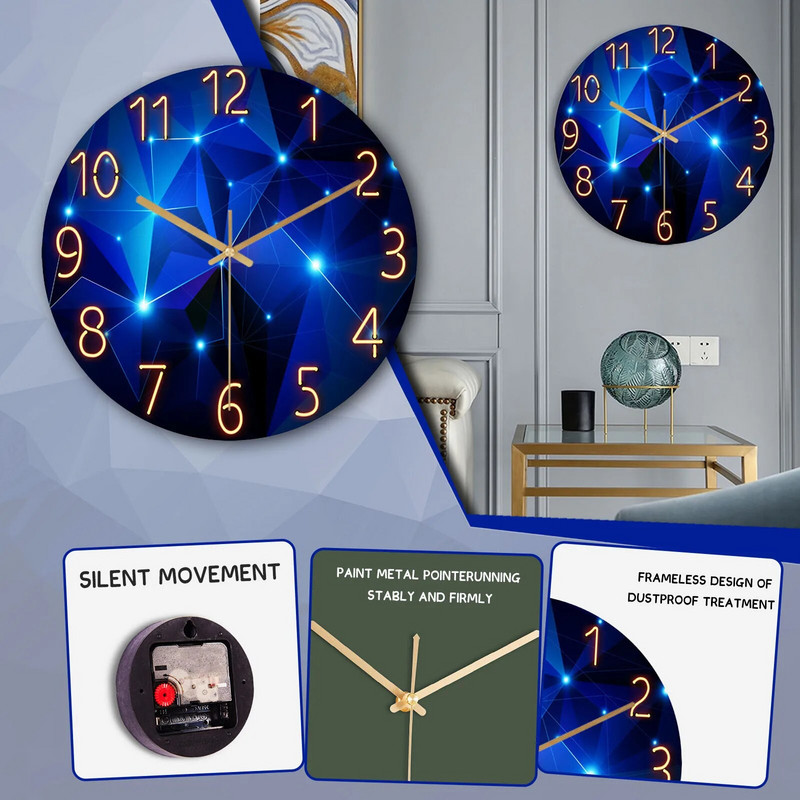 Üveg falióra Modern dizájn Táj Világos Luxus Színes Művészet Reloj Pared Decorativo órák Nappali Hálószoba Lakberendezés