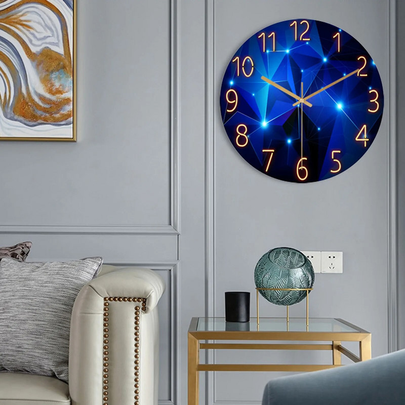 Üveg falióra Modern dizájn Táj Világos Luxus Színes Művészet Reloj Pared Decorativo órák Nappali Hálószoba Lakberendezés