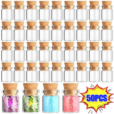 10/50 Pcs Clear Mini Glass Bottles with Cork Stopper Message Bottles Decor Wishing Drifting Bottle DIY Vials Vials Gift