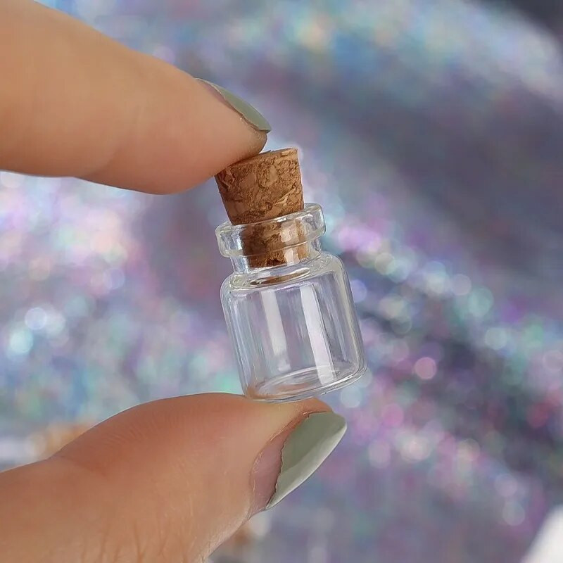 10/50 db átlátszó mini üveg palackok parafa dugóval Üzenőpalackok Party dekoráció Kívánság Sodródó palack barkácsüvegek fiolák Ajándék