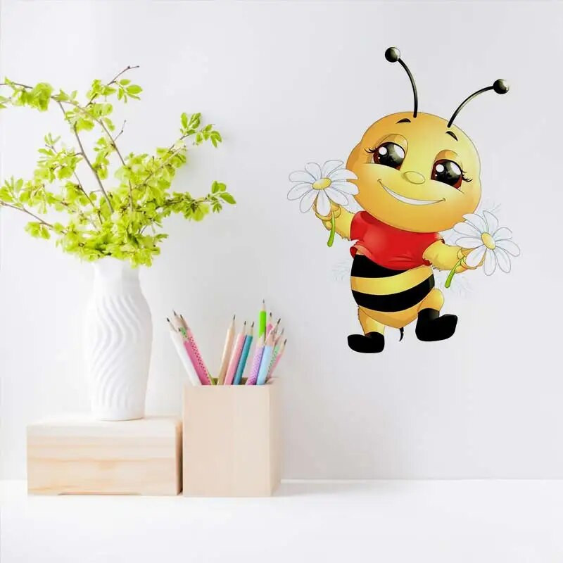 M461 Cute Little Bee Cartoon Αυτοκόλλητο τοίχου με έντομα Παιδικό υπνοδωμάτιο Διακόσμηση Αυτοκόλλητο Νηπιαγωγείο Ψυγείο Τουαλέτας Αυτοκόλλητο