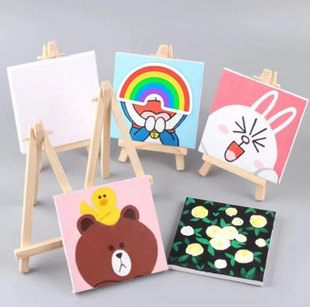 Καλλιτέχνες DIY Σχέδιο 4 ιντσών Mini Easel Mini Canvas Set Painting Kids Painting Craft Μικρό επιτραπέζιο καβαλέτο για σχολική διακόσμηση σπιτιού