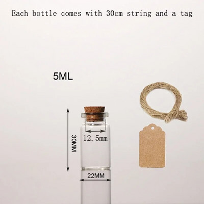 Μίνι γυάλινα μπουκάλια 5 τμχ 5--30ML με Σετ μπουκαλιών από φελλό χαλίκι Gadgets Φιαλίδια φίλτρου Μπουκάλια μηνυμάτων για μπομπονιέρες γάμου