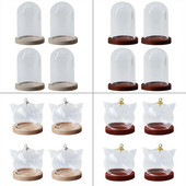 4 τμχ Mini Glass Cloche Dome, Container W/ Base Terrarium DIY Glass Display Domes for Decoration Επιτραπέζιο Γραφείο Γάμου στον Κήπο