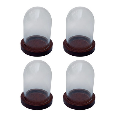 4 τμχ Mini Glass Cloche Dome, Container W/ Base Terrarium DIY Glass Display Domes for Decoration Επιτραπέζιο Γραφείο Γάμου στον Κήπο