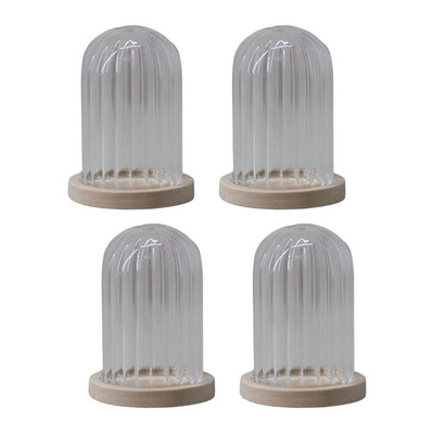 4 τμχ Mini Glass Cloche Dome, Container W/ Base Terrarium DIY Glass Display Domes for Decoration Επιτραπέζιο Γραφείο Γάμου στον Κήπο