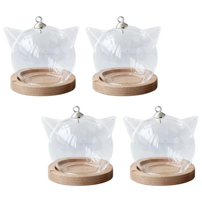 4 τμχ Mini Glass Cloche Dome, Container W/ Base Terrarium DIY Glass Display Domes for Decoration Επιτραπέζιο Γραφείο Γάμου στον Κήπο