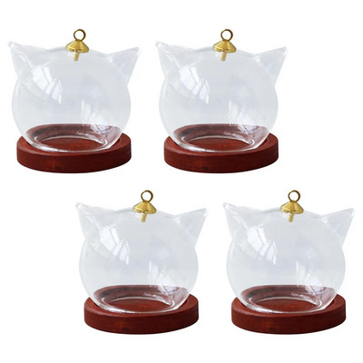 4 τμχ Mini Glass Cloche Dome, Container W/ Base Terrarium DIY Glass Display Domes for Decoration Επιτραπέζιο Γραφείο Γάμου στον Κήπο