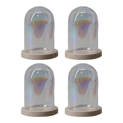 4 τμχ Mini Glass Cloche Dome, Container W/ Base Terrarium DIY Glass Display Domes for Decoration Επιτραπέζιο Γραφείο Γάμου στον Κήπο