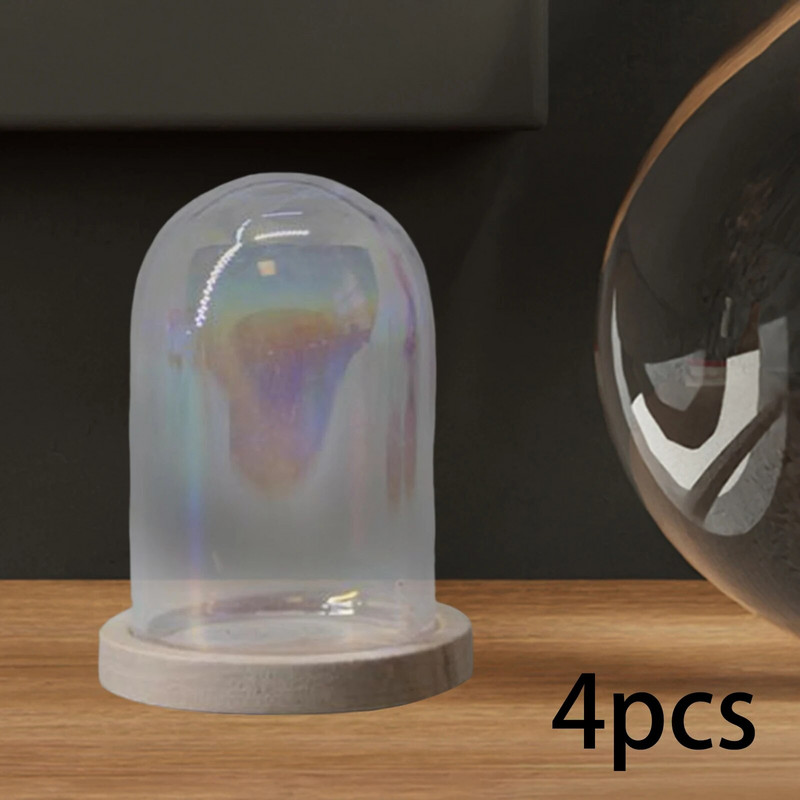 4db Mini Glass Cloche kupola, konténer alappal terráriummal barkácsolt üveg vitrin kupolák díszítéshez asztali kerti esküvői iroda