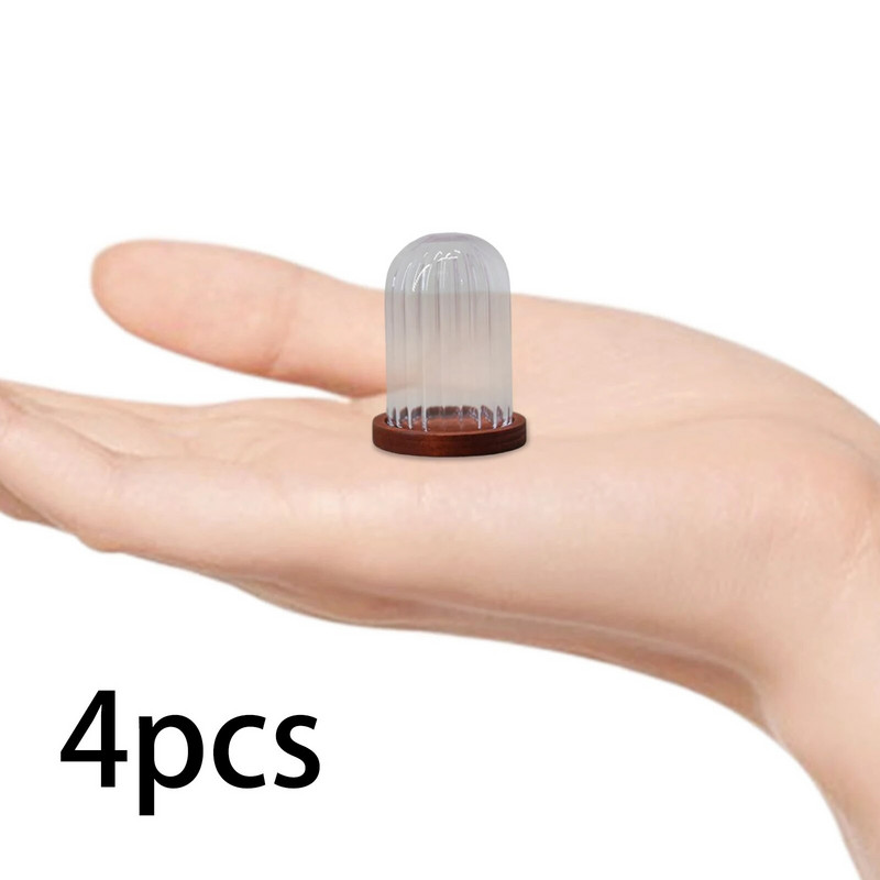 4db Mini Glass Cloche kupola, konténer alappal terráriummal barkácsolt üveg vitrin kupolák díszítéshez asztali kerti esküvői iroda