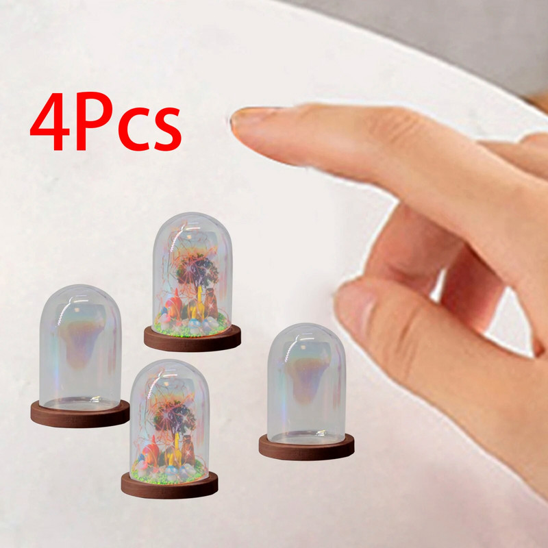 4db Mini Glass Cloche kupola, konténer alappal terráriummal barkácsolt üveg vitrin kupolák díszítéshez asztali kerti esküvői iroda
