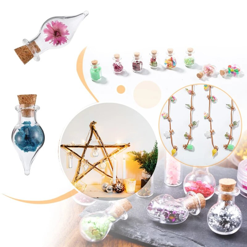 10-50 db-os Mini üveg kívánságüveg parafa dugókkal Átlátszó, sodródó kis kívánságüvegek esküvői partikhoz lakberendezési kellékek