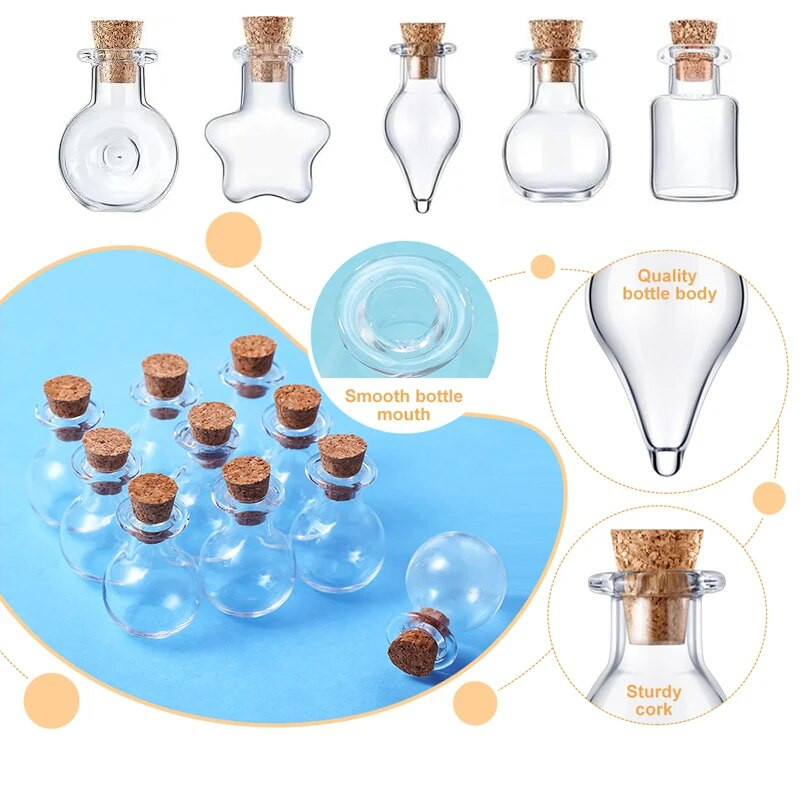 10-50 db-os Mini üveg kívánságüveg parafa dugókkal Átlátszó, sodródó kis kívánságüvegek esküvői partikhoz lakberendezési kellékek