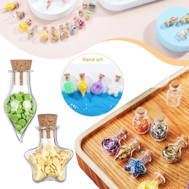 10-50 db-os Mini üveg kívánságüveg parafa dugókkal Átlátszó, sodródó kis kívánságüvegek esküvői partikhoz lakberendezési kellékek