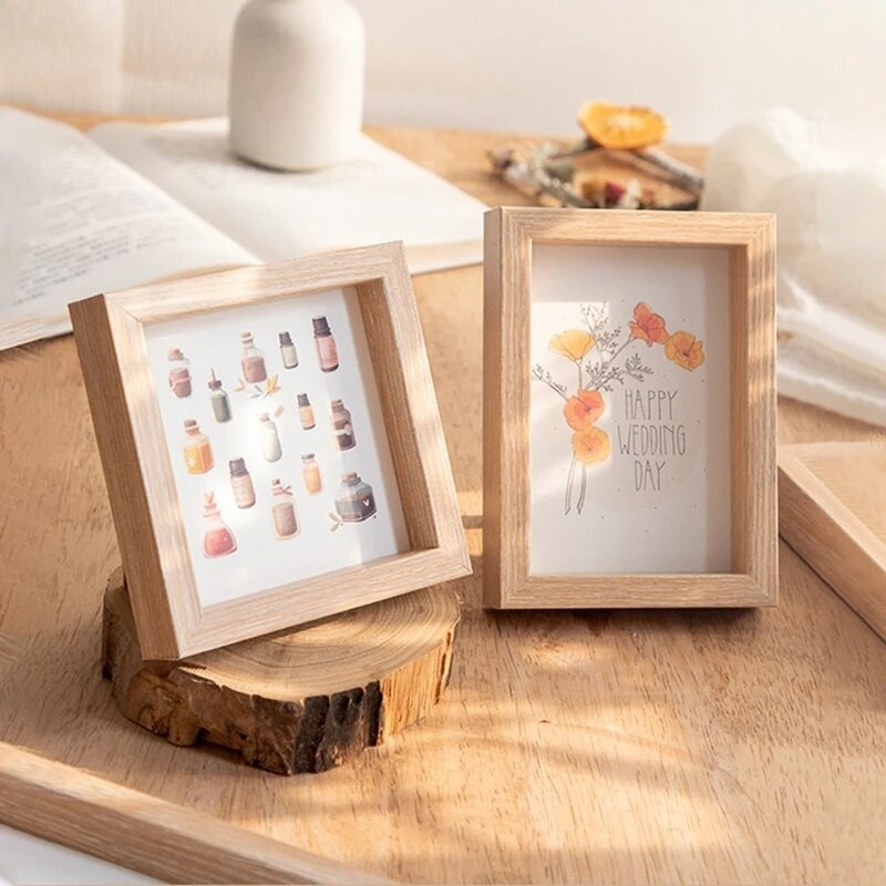 6/8/10 hüvelykes Nordic Square fotókeret fa képkeret falra akasztós fényképtartó árnyékoló doboz asztali díszes fotódoboz