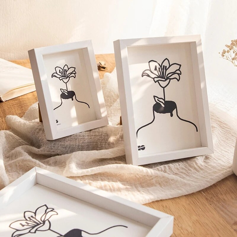 6/8/10 hüvelykes Nordic Square fotókeret fa képkeret falra akasztós fényképtartó árnyékoló doboz asztali díszes fotódoboz